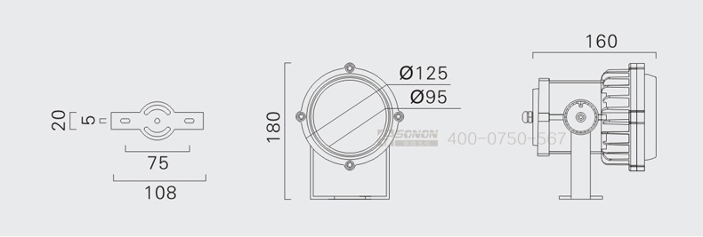 LED射灯,12W射灯,新款射灯尺寸图
